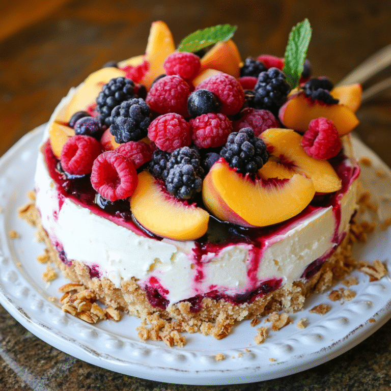 Summer Berry and Peach Cheesecake