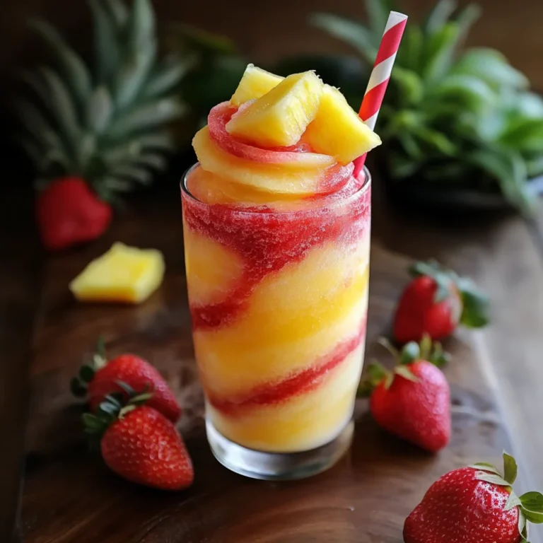 Pineapple Strawberry Swirled Slushies: A Tropical Escape in Every Sip
